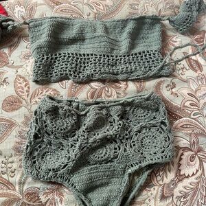 Chic Olive Crochet Bikini Set